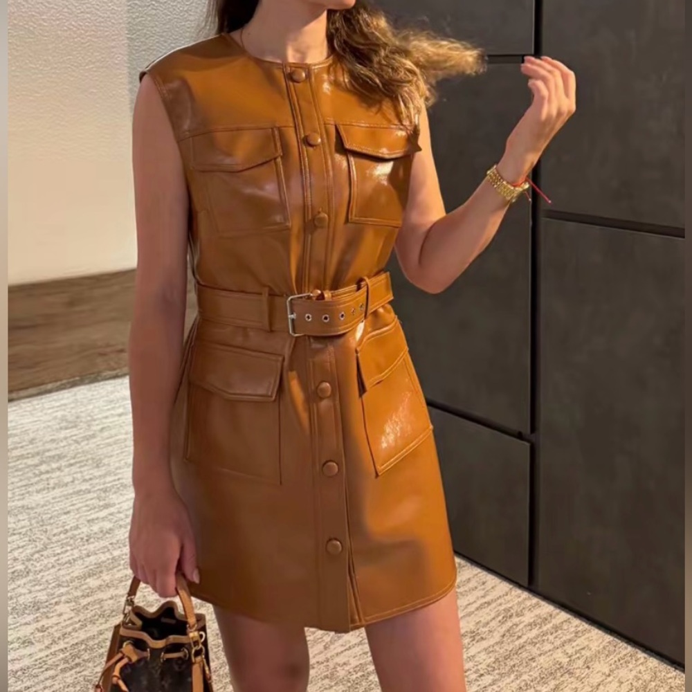 H&M Blogger Favorite Coated Cargo Mini Dress, NWT, Size L, Out of Stock